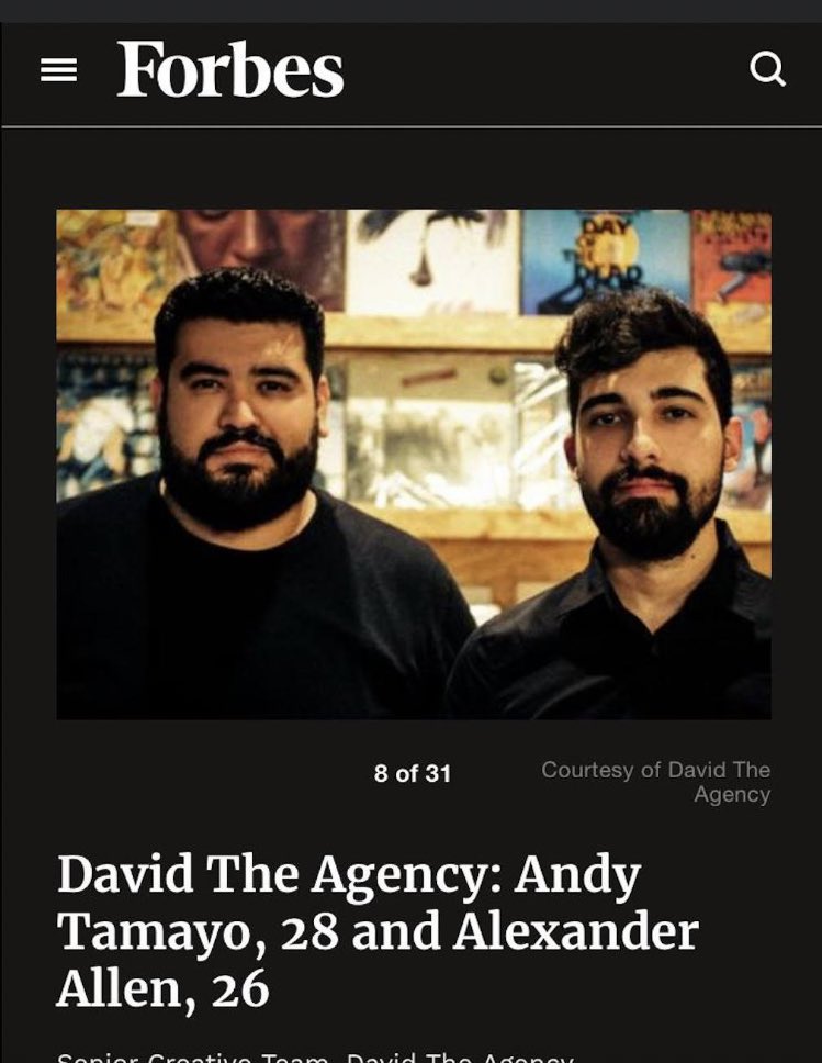 grettel09's tweet photo. Alexander Allen, panameño de 26 años aparece en la lista del 2020 de la Revista Forbes dentro de los “30 under 30” en Marketing &amp; Advertising junto a Andy Tamayo. Felicitaciones por ese reconocimiento! https://t.co/G20YC2RObT
