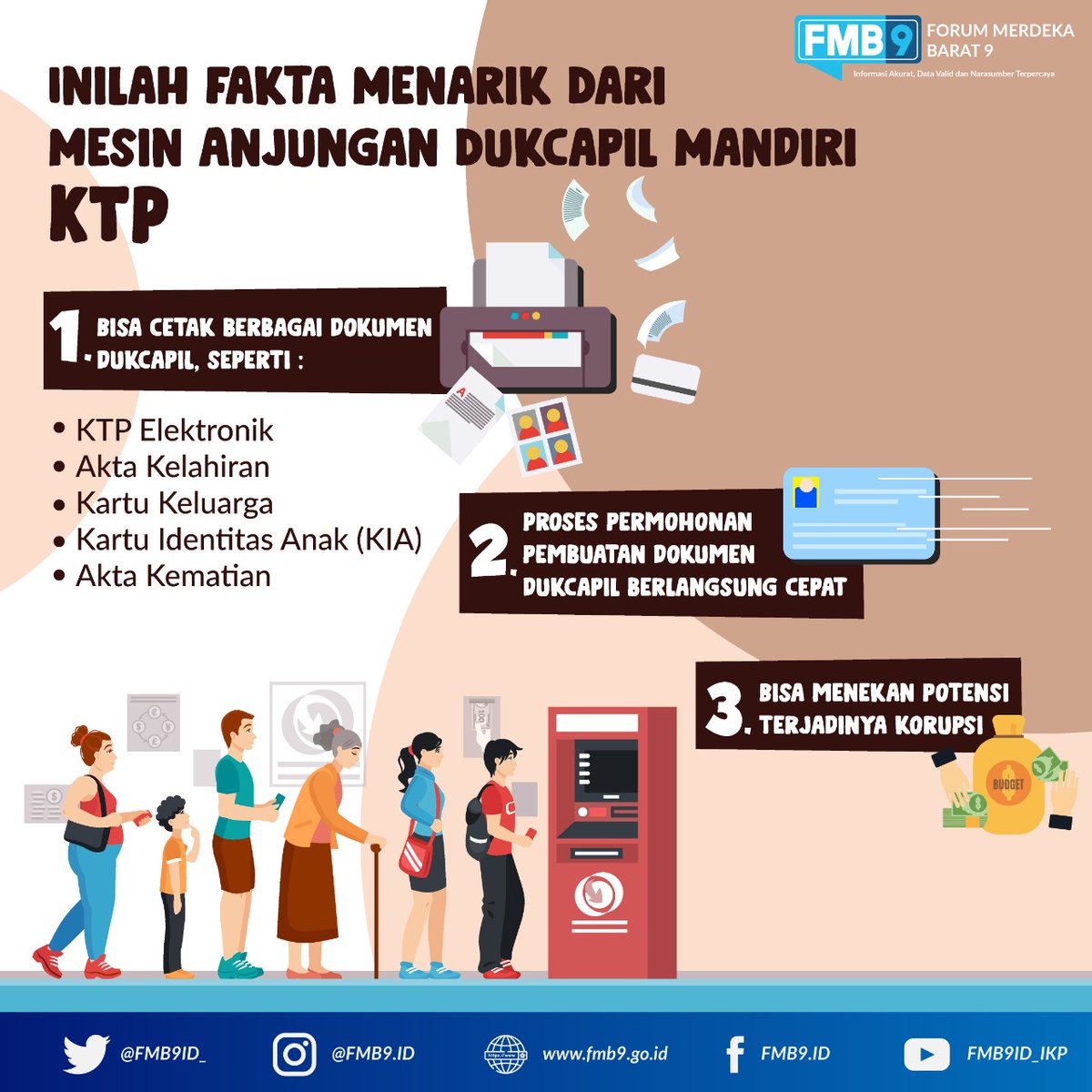 Sahabat #FMB9 iniloh fakta menarik dari Anjungan Dukcapil Mandiri (ADM) KTP 

#MudahnyaCetakKTP #FMB9