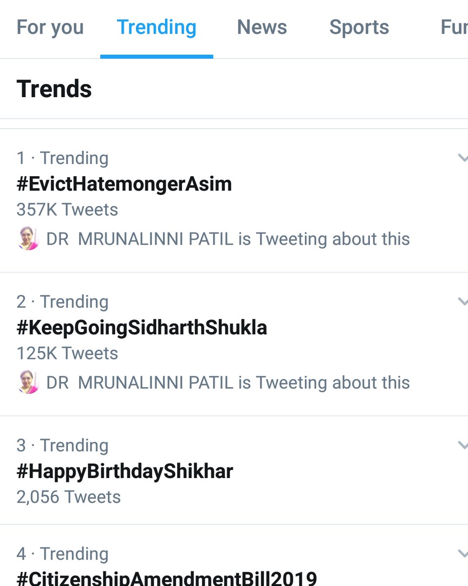 vineethamenon4's tweet image. We are trending in 1st two positions
#EvictHatemongerAsim 
#KeepGoingSidharthShukla