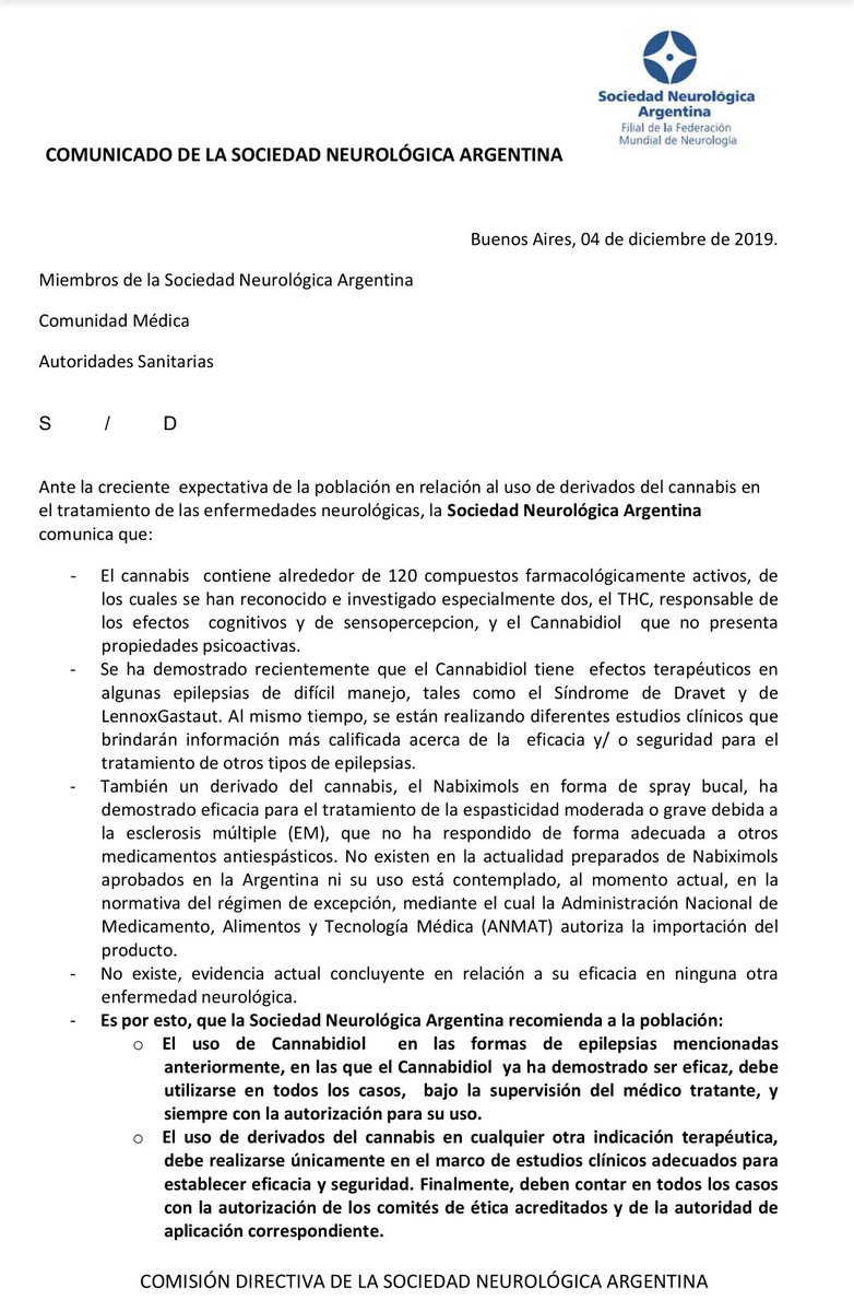 SNeurologicaArg's tweet photo. Informe sobre la utilidad del cannabis de la Sociedad Neurológica Argentina
#cannabis https://t.co/1BbYwzh4kp