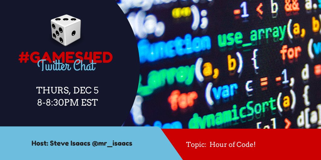 mpilakow's tweet photo. Buckle up, folks! @mr_isaacs is driving the #games4ed train Thursday night in preparation for
#HOUROFCODE!!
Join #games4ed Thursday 8pmET/7pmCT
#edtech #edtechbridge #CSEdweek #beyondhourofcode #gbl #gamethinking #ReadWriteCode #CSEdWeek https://t.co/Ng9Rspcoo6