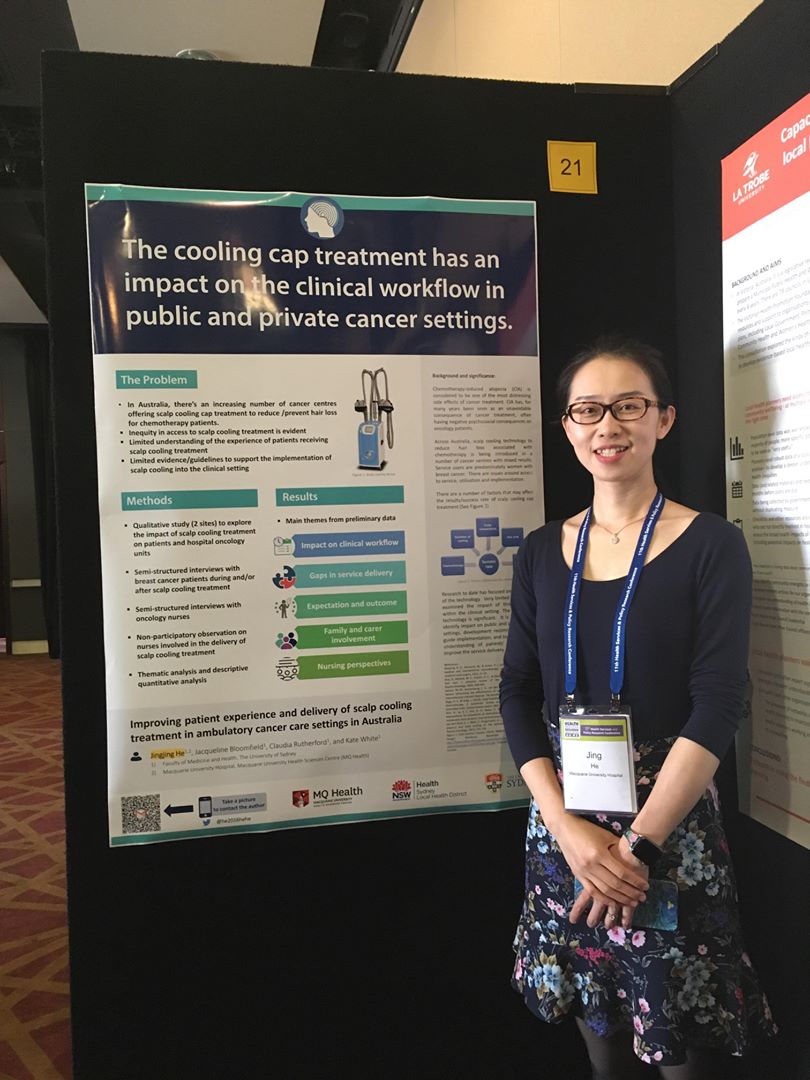 Interesting work by <a href="/he2016hehe/">Jing</a> on cooling caps for chemo therapy pts, with perspectives of pts and nurses captured.  #hsr19 #ecr <a href="/hsraanz/">Health Services Research Association of AU & NZ</a>