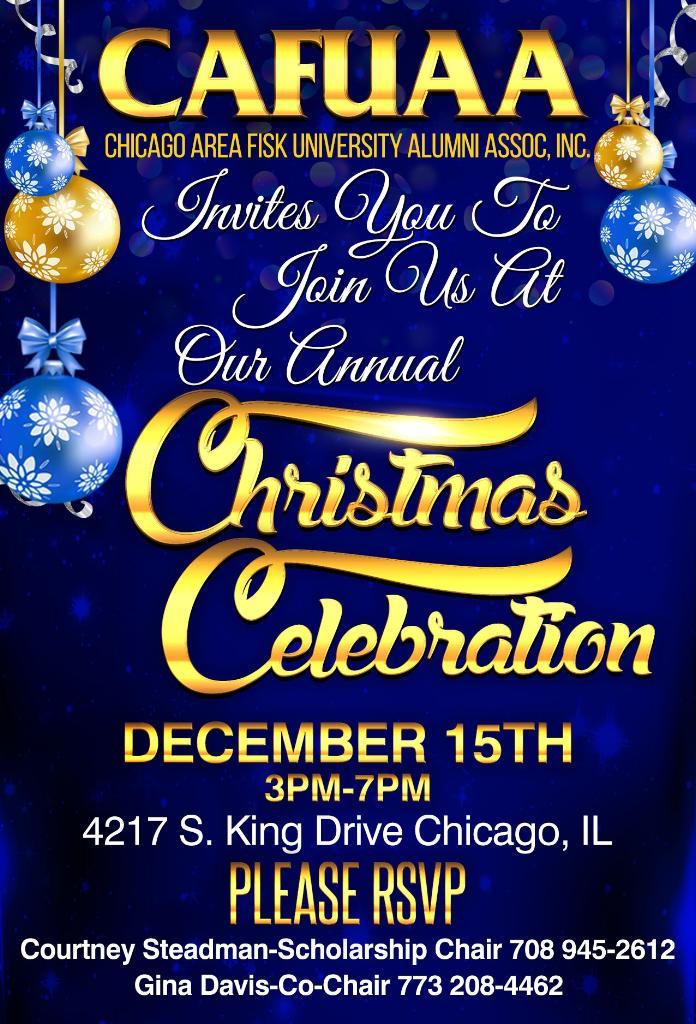 WindyCityFisk's tweet image. Friends, join us for our annual holiday party!🎅🏾🎄Guests are encouraged to donate a new or used toy for👦🏾👧🏾 between the ages of 1-15 years old! Guests must be at least 18 yrs of age! RSVP for this BYOB now! #GetPlugged🔌#FiskForever💛💙