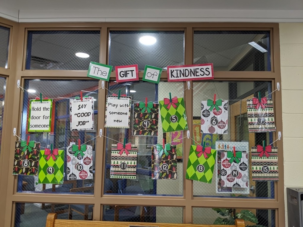 We are celebrating everyday of December with "A gift of Kindness".  Each day a new Act of Kindness is revealed and announced on the morning announcements.  Our students are enjoying this so much.  They have been challenged to also do it at home.  #gkcogs #kescogs