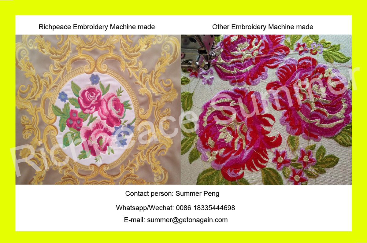 Summer_Peng52's tweet image. Below is the #patterneffect #compare of #Richpeace Computerized #Embroidery Machine with other bran embroidery machine. Contact with Ms. Summer at Whatsapp/Wechat 0086 18335444698 to get more details.