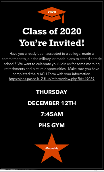 PHS_Principal's tweet photo. Attention Seniors!  We want to celebrate you!  #PHSPride #FutureMe https://t.co/nsav7WlHGt