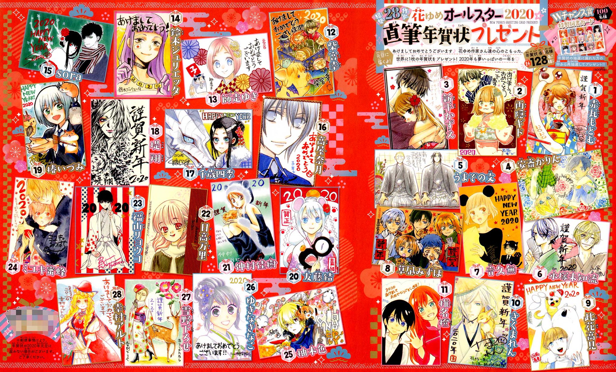 此花高見 2018 直筆イラスト&サイン入り年賀状 抽プレ懸賞当選品