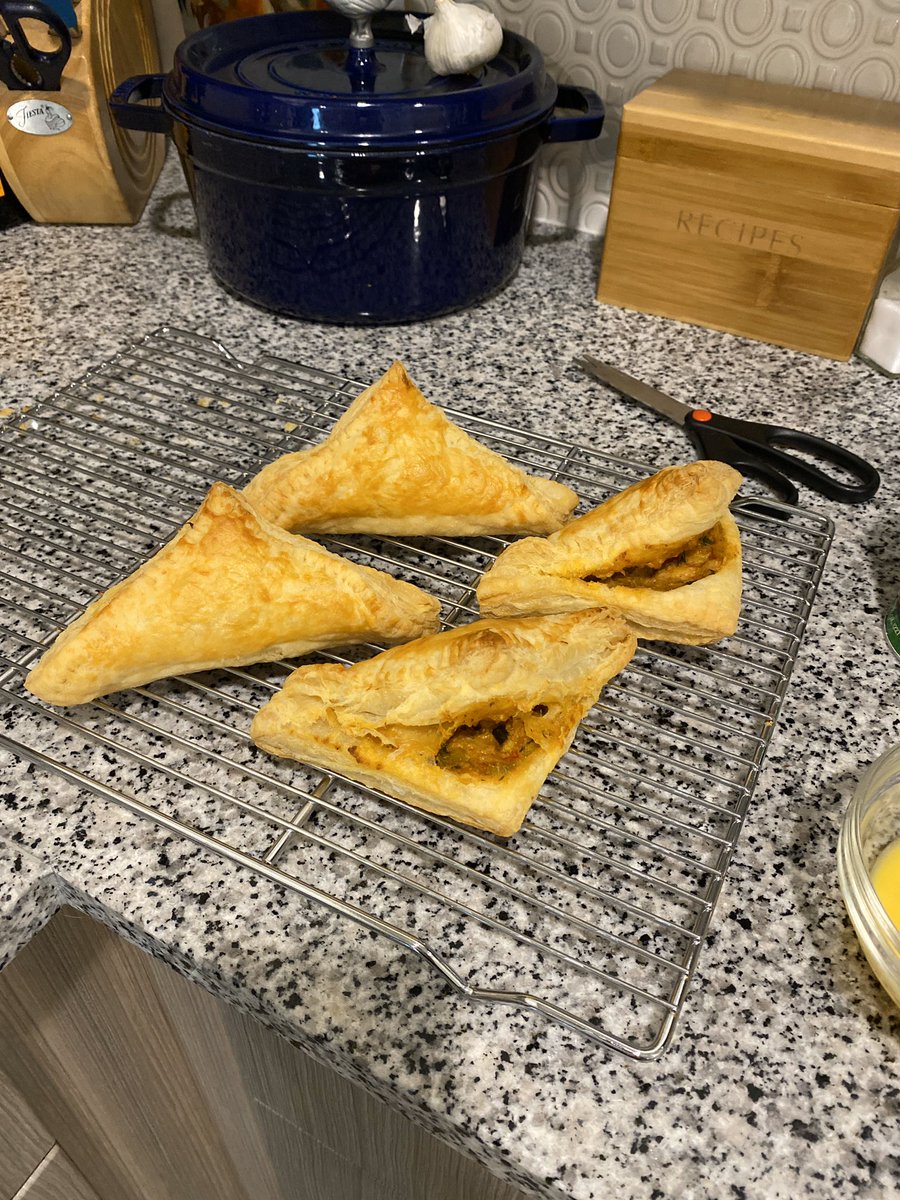 reneenln's tweet photo. @chrissyteigen Do you roll out the puff pastry dough to reduce how much it puffs up? I recently tried made crawfish hand pies using puff pastry dough instead of pie dough to get a flaky crust, but they puffed up wayyyy too much! https://t.co/LyZMcDUWxc