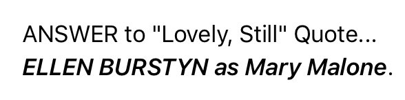 ReelSmartMovies's tweet photo. ANSWER: @ReelSmartMovies #MovieQuoteOfTheDay #LovelyStill (2008) #MartinLandau @BurstynEllen @ElizabethBanks @MrAdamScott @HarMarSuperstar @KaliFairy2 #ChrisWiig #MMichelePhillips #TinaDixon #MaryDouglass @ScottBeehner #LeoFitzpatrick #MarkBooker @NikFackler #MovieTrivia... https://t.co/IDSZA9WOmi