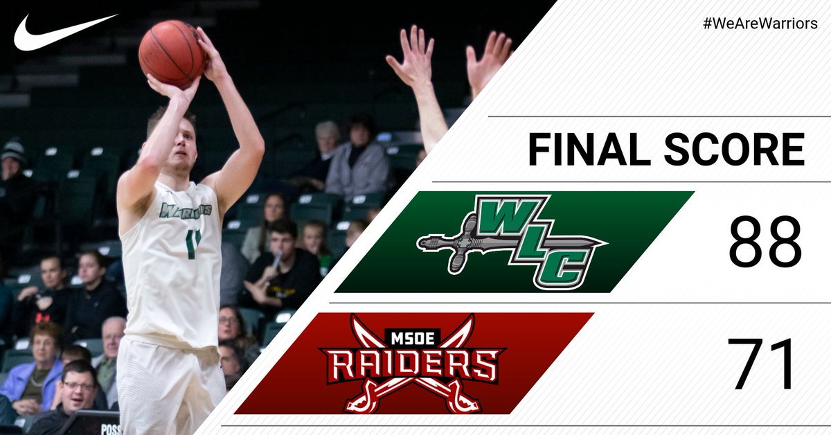 WLCSports's tweet photo. MBB: @WLC_MBB 88, MSOE 71

⚔️ @AndrewBruggink leads all scorers with 30 points
⚔️ @CGoldy23 and Zach Zuleger add 18 and 10 points
⚔️ Warriors shoot 61.1% (11-18) from three-point range

#WeAreWarriors #d3h #NACCtion https://t.co/cvwWQue77C