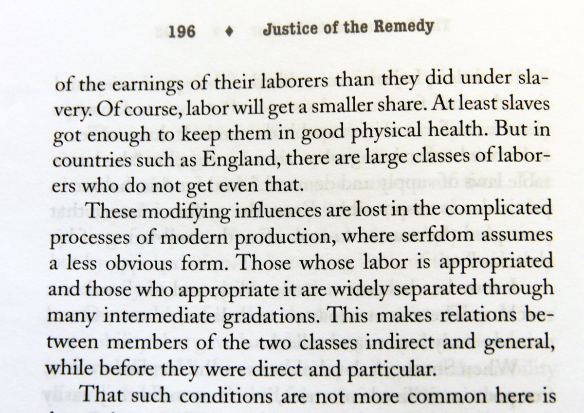 George addresses this when he talks abt "modifying influences," the "intermediate gradations" between landed and landless, and how relations are "indirect and general."The modern Progressive Movement would do well to understand that one can be both an employer and a wage slave.