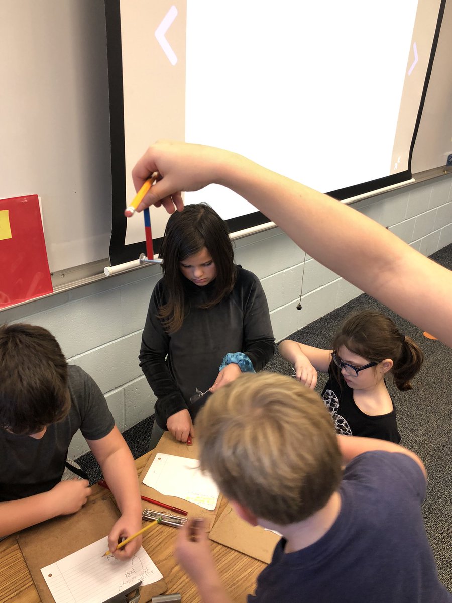 Students exploring another invisible  force—magnetic force! They made predictions then tested them and shared their observations. We love science! <a href="/kris10shipp/">Kristen Jones</a> <a href="/prairie512/">Prairie Elementary</a> <a href="/MysterySci/">Mystery Science</a>