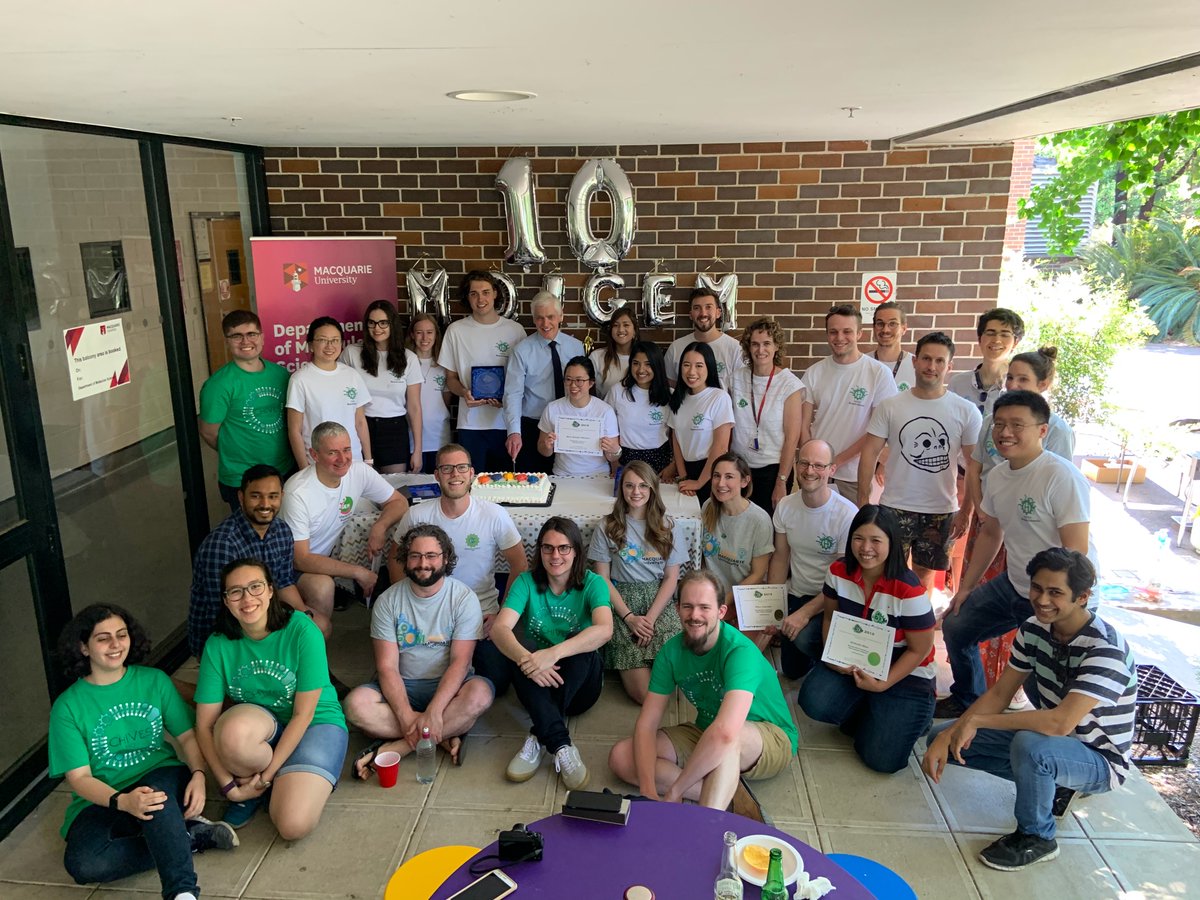 <a href="/MQMolSci/">Molecular Sciences @Macquarie University</a>'s <a href="/iGEM/">iGEM Headquarters</a> teams celebrating 10 years of teams! 170 Students from #molecularbiology to #IT and #Lawyers lawyers to french interns, 28 advisers, 6 goals, 3 silvers, 2 bronze, and many Ph.D. graduates, over $250K funding raised by students and a $2.3M #arena #grant!