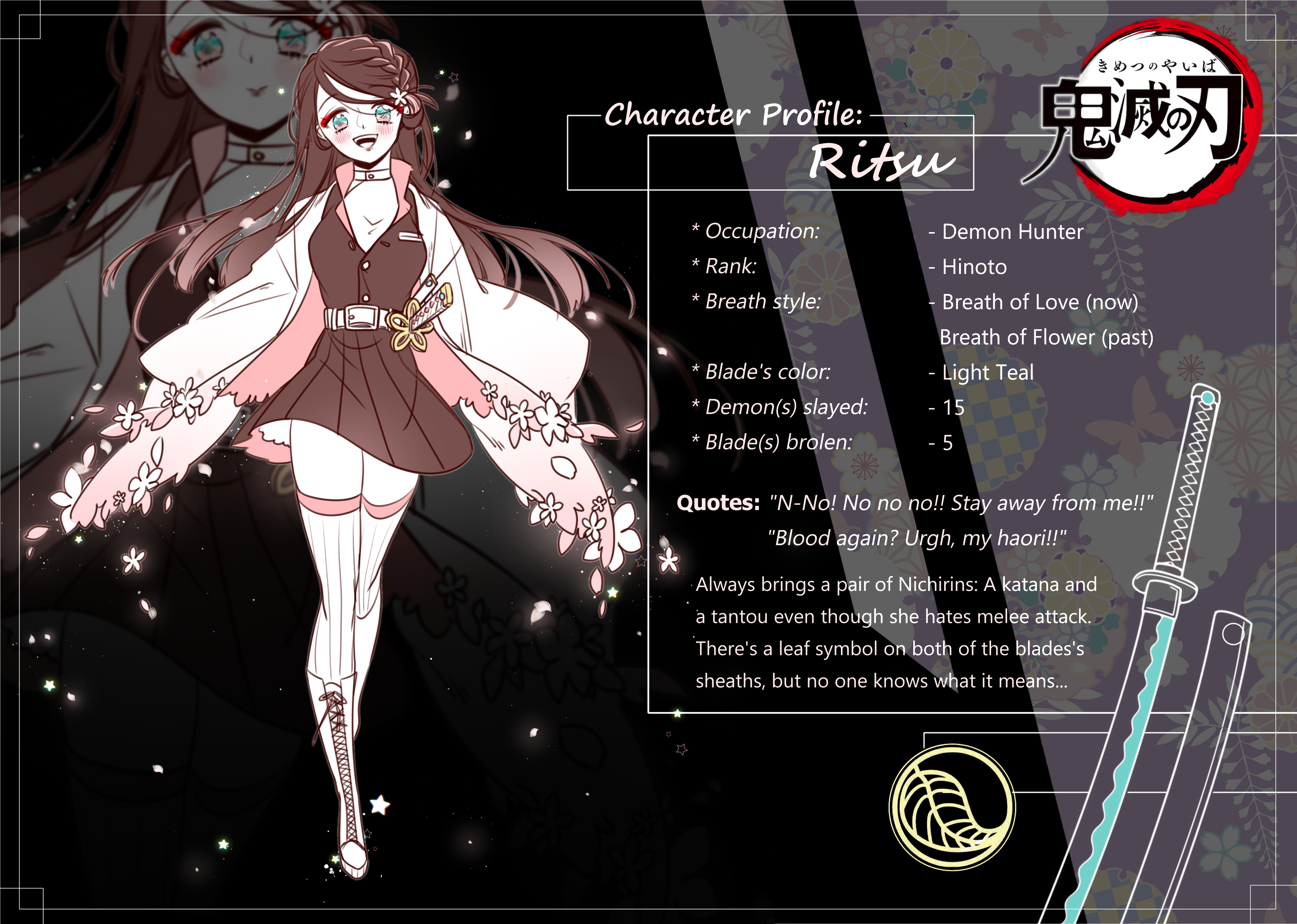 Lisa Commission Closed Meet Hanamaru Ritsuko For Short Ritsu Chan She May Seems A Little Strict When Her Haori Got Dirty But She S Also A Good Swordman A Sweet Girl