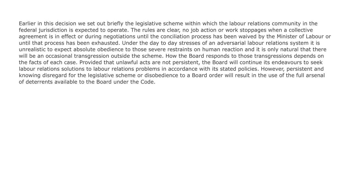 Labour Boards generally will be reluctant to consent to prosecution of unlawful strike activity unless there is "persistent and knowing disregard for the legislative scheme or disobedience to a Board order."See St. John's Shipping Assn v. Kennedy, 1985 CLRB: