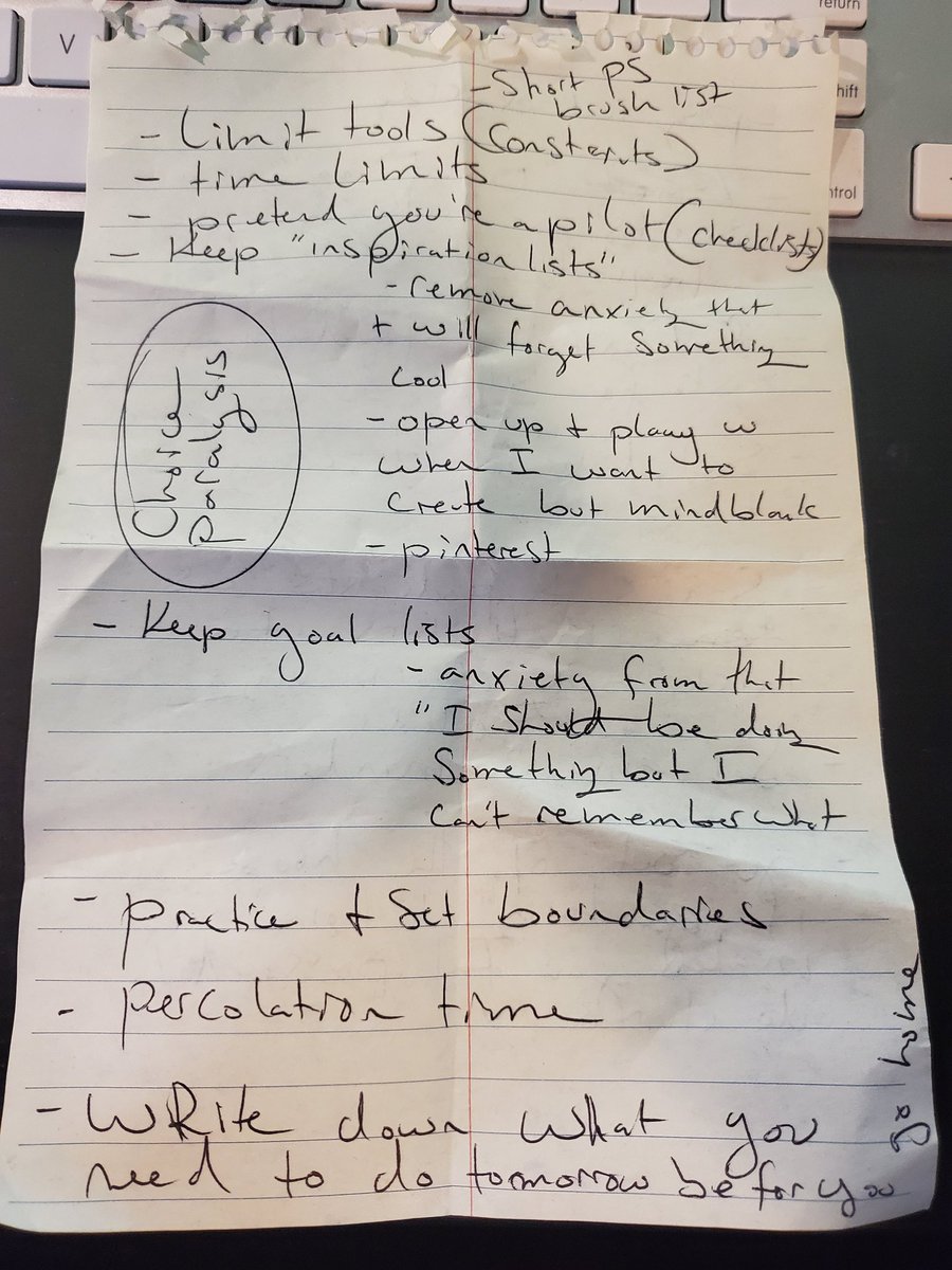 Addendum: behold the horrifyingly sloppily scrawled paper list that I wrote up my ideas for this Twitter thread on while I was jogging during lunch today