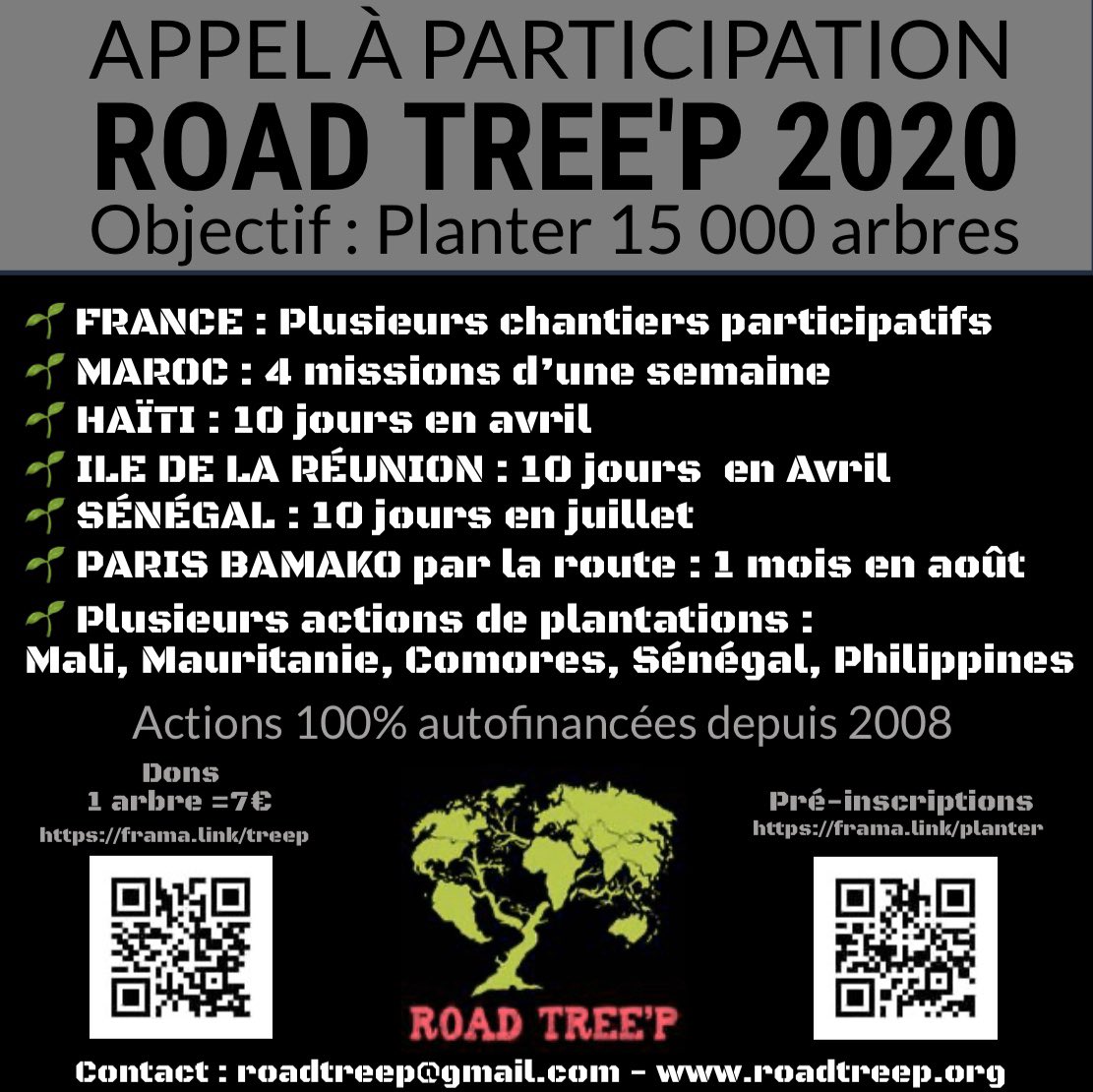 Liste des missions 2020
#RoadTreep #Plantationdarbres