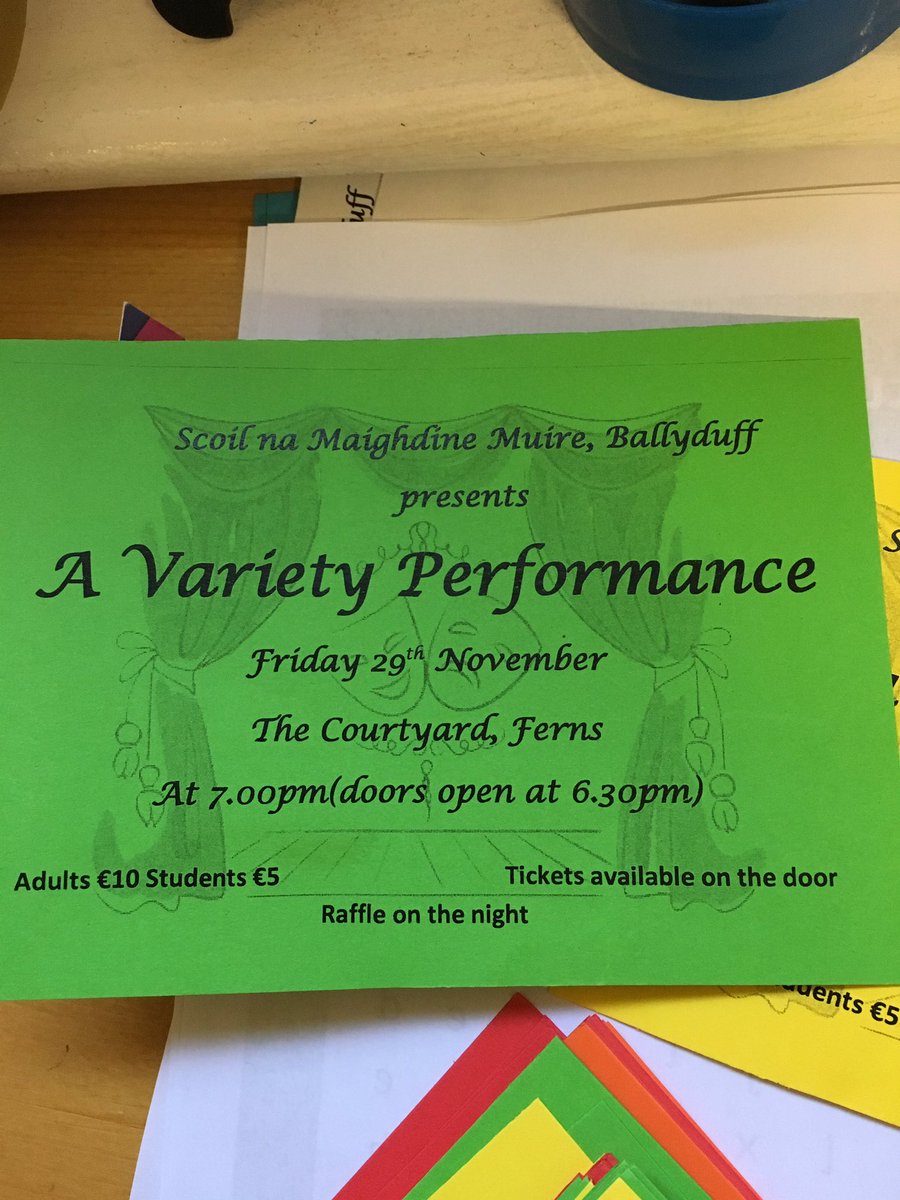 MaighdineMuire's tweet photo. It’s the final countdown! Less than 48 hours to our big night. All roads lead to The Courtyard Ferns on Friday night! The children have put in a serious effort and are ready for action! A special night is in store to kick off the festivities 🎅🎄🔔 #talent #hardworkpaysoff 💪🏼💚💛 https://t.co/apBttrmzMO