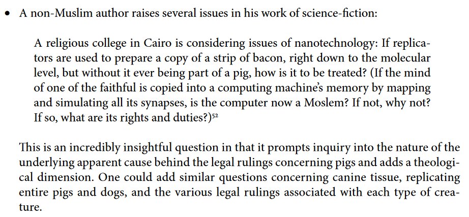 The first article by Shaykh Musa has this snippet and I looked up the book (Accelerando by Charles Stross) and one of the characters is an Imam. Anyway,  @IslamSciFi is a great account to follow for - well - Islam and science fiction!