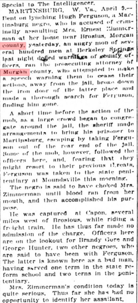 48) The next “race riot” took place in Morgan County, West Virginia, where racial tensions were high because mining companies were using black workers as strikebreakers. It began, again, when a black man was accused of assaulting a white woman.