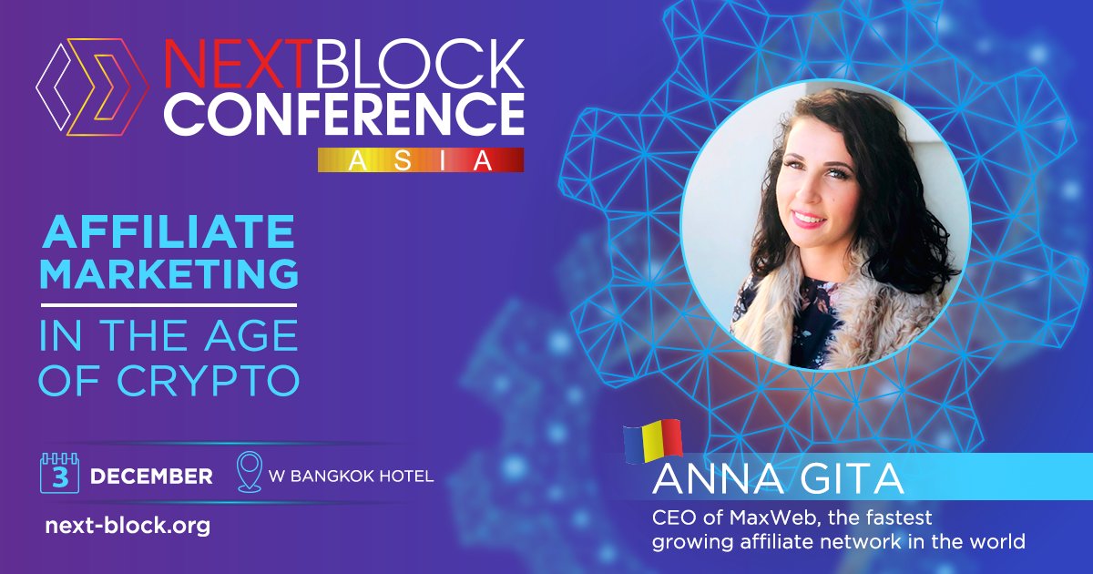 The next speaker at NEXT BLOCK ASIA 2.0 is incredible Anna Gita🤩, the CEO of MaxWeb, the fastest growing affiliate network in the world🌏

Less than a week left before NEXT BLOCK ASIA 2.0! Join now: NEXT-BLOCK.ORG