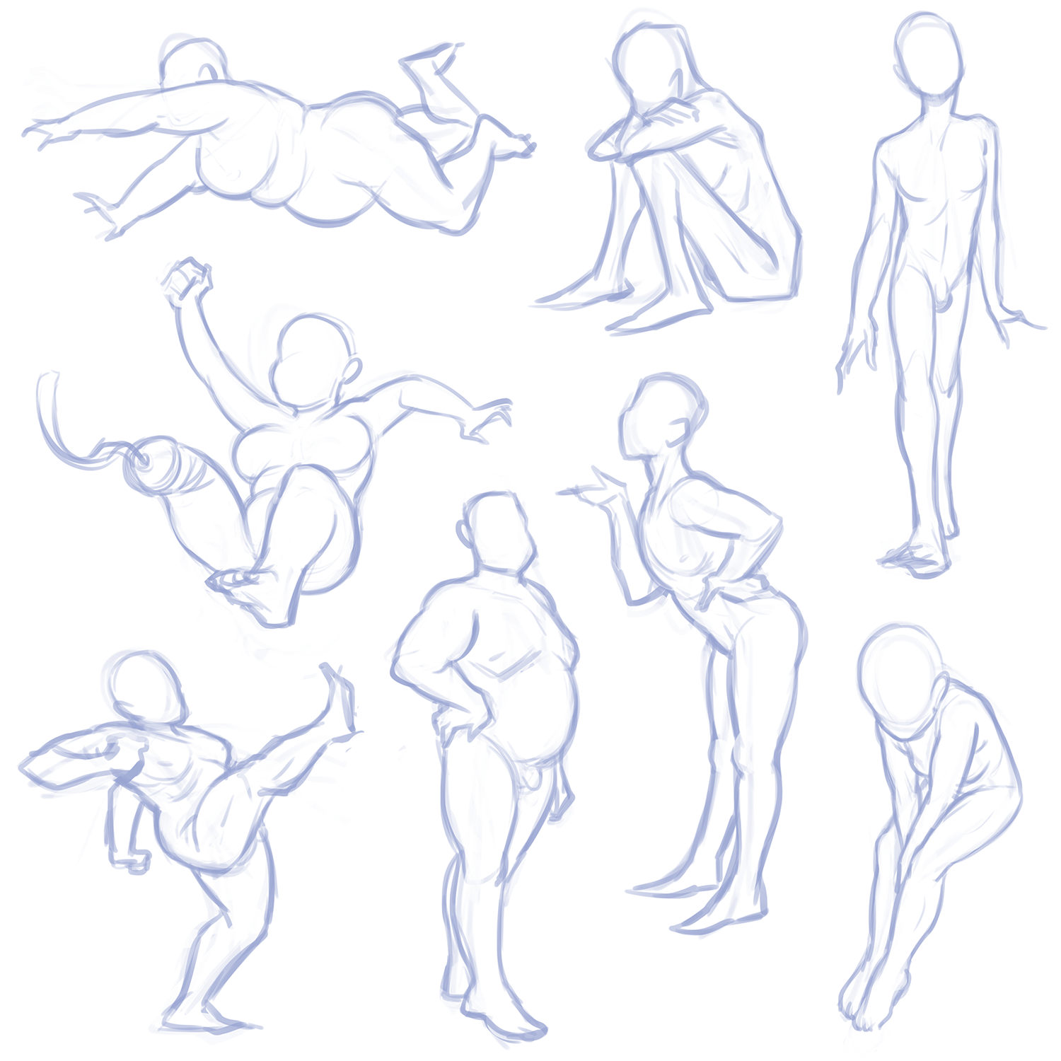 SET - Crouching Poses + Body Type - CLIP STUDIO ASSETS