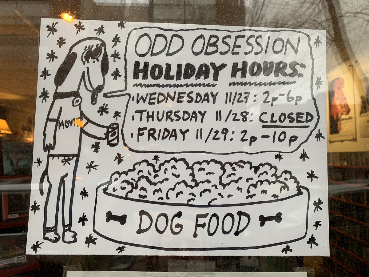 oddobsession's tweet image. We are only open till 6 today, closed tomorrow, &amp;amp; open back up Friday - all associated late fees will of course be waived. Thanks for supporting us!!!
#ChicagoFilm #ChicagoMovieRental #Turkeyisms #OddObsessionMovies
Art by #DylanCaleJones