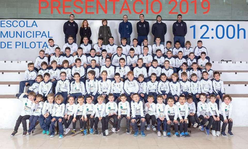 EL PROPER DIUMENGE AL TRINQUET MUNICIPAL VOS ESPEREM A TOTS/ES PER GAUDIR LA PRESENTACIÓ DE L'ESCOLA DE PILOTA TEMPORADA 2019/2020