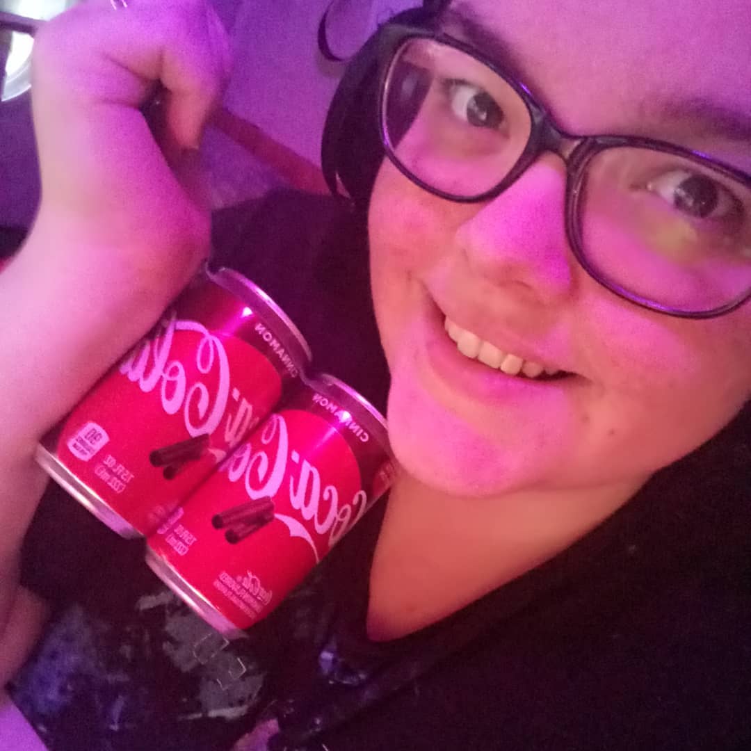 CherryGryffon's tweet photo. I hope @cocacola knows... I am why radio adverts exist. I braved the pre-thanksgiving grocery store rush and dragged my poor husband along... Because I wanted the cinnamon coke. #adswork #coke #cinnamoncoke #notsponsored https://t.co/Lrz2QC7sR4