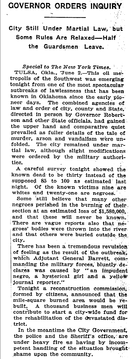 114) Afterwards, a number of white community leaders expressed remorse for the riots in a New York Times piece. However, the participants often defended their behavior by claiming they were putting down an armed “negro uprising.”