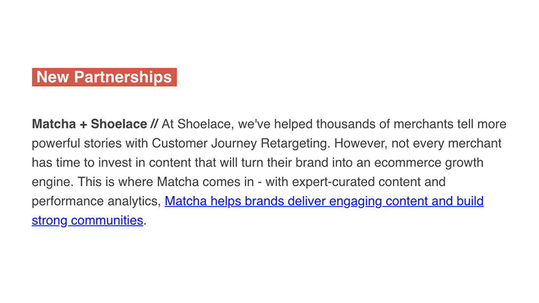 ...and of course a small s/o to our latest partner  @MatchaContent. We’ve started working alongside them recently and have seen them do a whole lot to help merchants turn their brands into eCommerce growth engines thru powerful content.