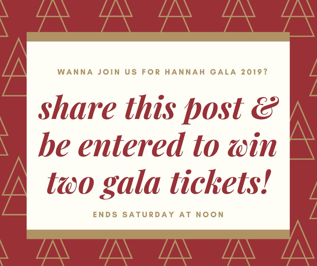 Retweet to win 2 Hannah Gala tickets! Enter by Saturday at noon. We hope you'll join us!