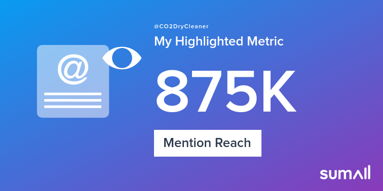 CO2DryCleaner's tweet photo. My week on Twitter 🎉: 1 Mention, 875K Mention Reach. See yours with https://t.co/c5y9oeDtbC https://t.co/LJcoUDMUnD