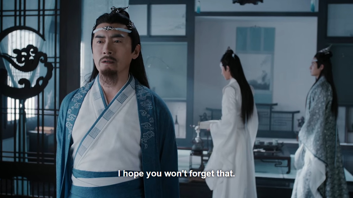 He orders lxc off on the mission but lwj has to stay; ostensibly to repair important books but it feels like a punishment – or at least a means of forcing him to re-read their disciplines (and also keep him from running into wwx/seeking him out)