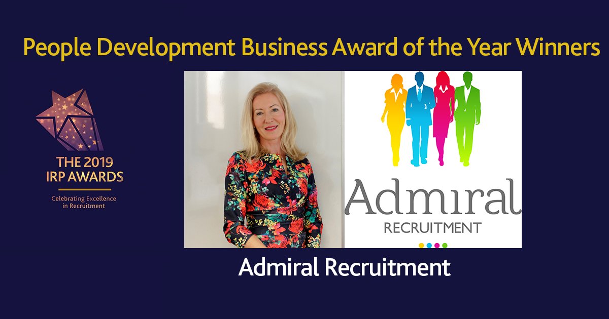 Congratulations <a href="/AdmiralRec/">Admiral Recruitment</a> - winners of the People Development Business of the Year award at the 2019 #IRPAwards <a href="/IRPAwards/">IRP Awards</a> #Recruiters