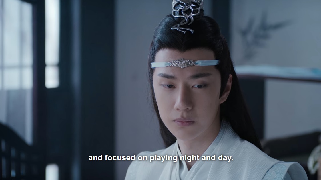 Now, back to episode 24! It's already been made clear in the scene before they meet with Lan Qiren that lwj has been feverishly practising music to help wwx and is desperate to learn more 