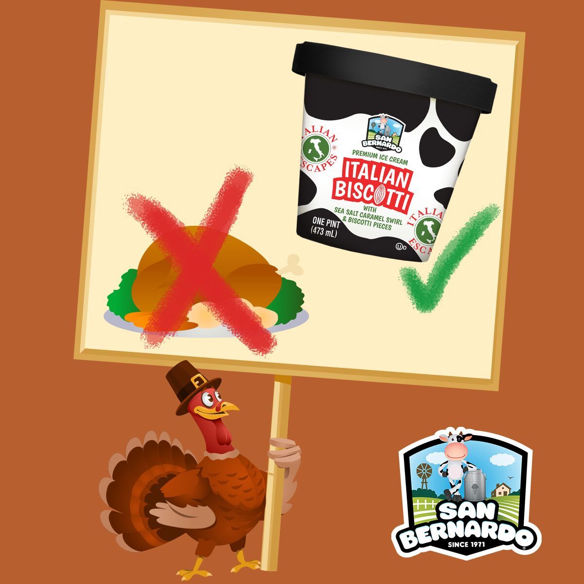 SBIceCream's tweet photo. All signs point to gobbling up some delicious San Bernardo Ice Cream with 25%-30% less calories, fat, and sugar than competitor brands with the same great taste. A smarter indulgence this holiday season. https://t.co/vRPRxUSBJD