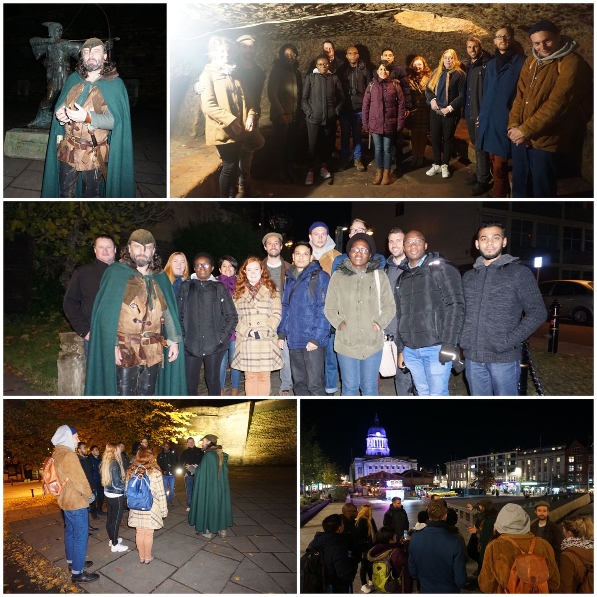 Members of <a href="/UoN_FFB_SSA/">UoNFutureFood SSA</a> had a lovely guided tour around the Nottingham city with iconic #Robin_Hood. We visited old Nottingham town to new town to middle age caves. Thanks <a href="/EzekialBone/">Robin Hood C21st</a> for the fascinating tour.