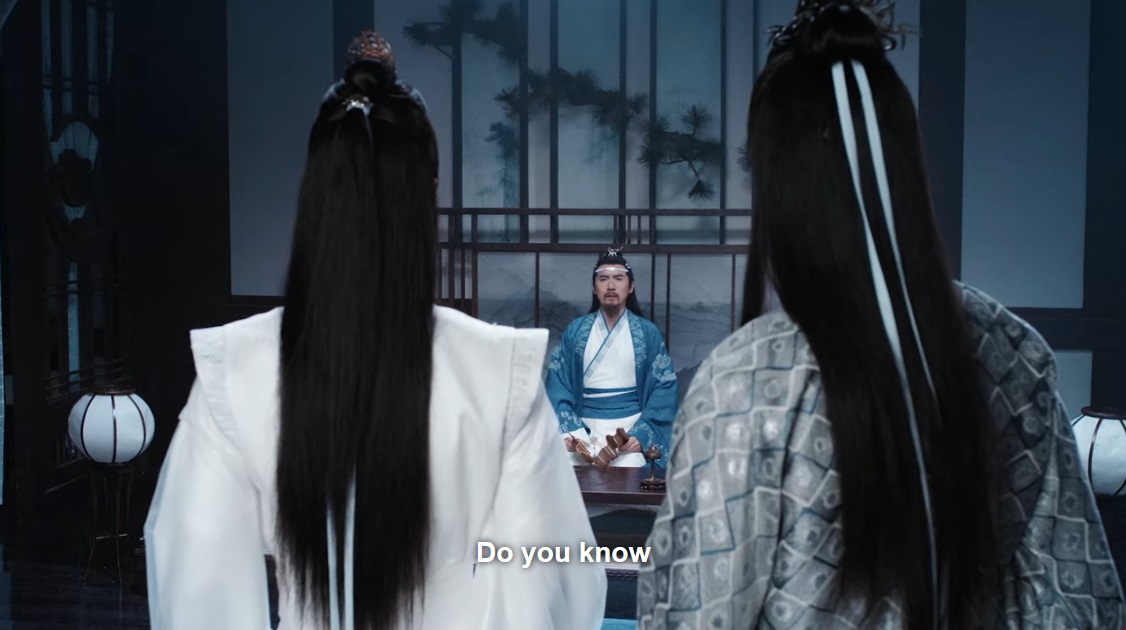 At the end of the scene Lan Qiren asks this question...which he never gives an answer to. On first viewing the answer could be any number of things – that he wants lwj to self-reflect, to realise what wwx is doing is wrong, that the rules are all that matter etc etc