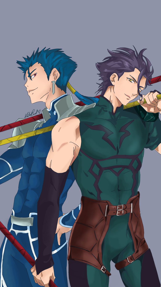 cuchuIainnn's tweet photo. Lancer x2 is finally done! 
#FateStayNight #FateZero #FateLancer #cuchulainn #diarmuid https://t.co/BXIo26pTGL