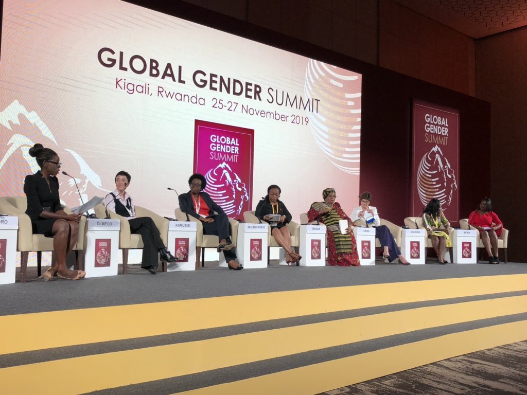 Such an honor to talk about #genderequality and women’s leadership at #GGS in #Kigali in conversation with amazing #womenleaders like @DrJoyceBanda, @marciakayie, @BEWAJ and @icicano. #GGS #Kigali