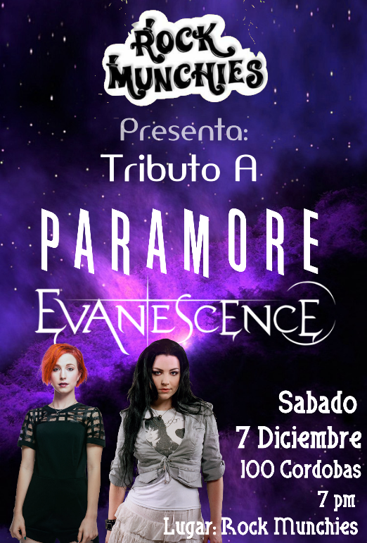 Excelsyum's tweet photo. Amigos, este 7 de Diciembre nuestra vocalista Lucia Espinoza @lucia_excels  estará ofreciendo un tributo musical a #Paramore y #Evanescence en Pizzeria Rock Munchies con amigos de varias bandas!🔥Entrada: 100 Córdobas. https://t.co/gFSvyJ6IJD