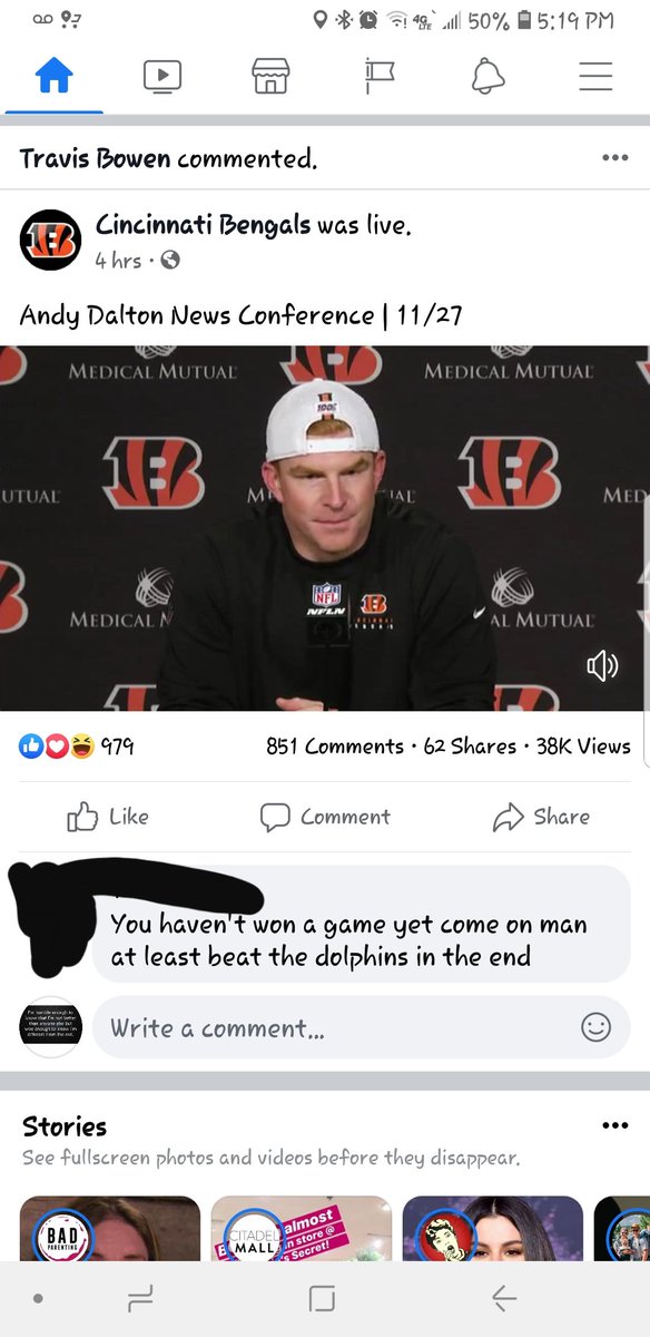 When your football player is sick of <a href="/andydalton14/">Andy Dalton</a> bs... 😂😂 #Bengals #BegalFanForLife #WTF