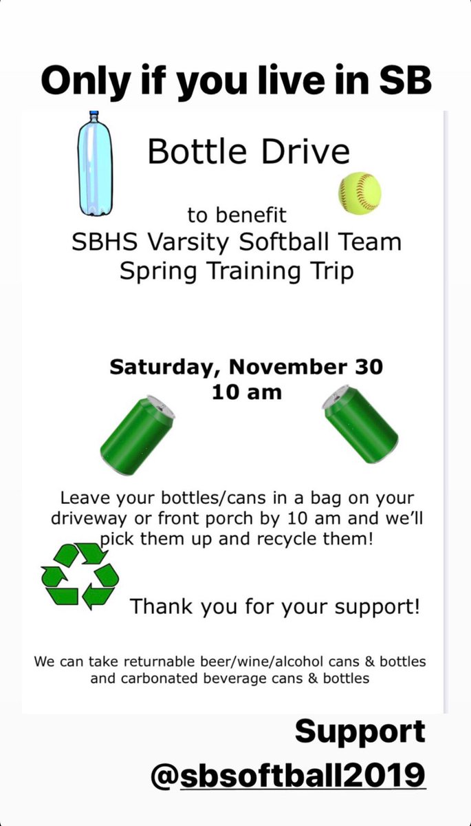 SBWolvesSoftbal's tweet photo. Happy Thanksgiving to all 

Leave your bottles and cans out Saturday morning and we will come and pick them up for you. https://t.co/C2UPX3W6Qq