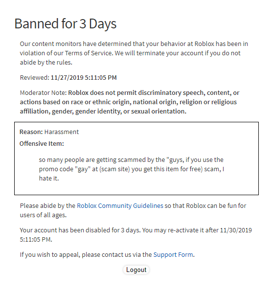 can u ban someone in roblox