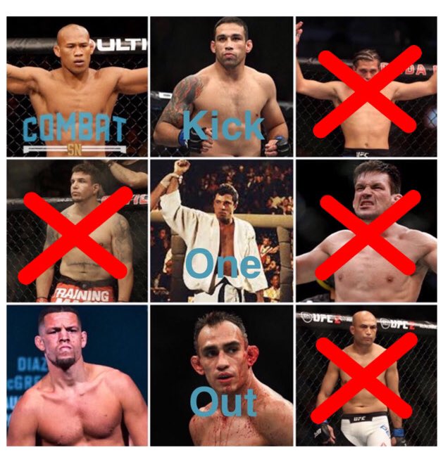 combat_sn's tweet image. 🚨🚨🚨🎮 Elimination game 🎮 🚨🚨🚨

🥊KICK ONE OUT🥊

Round 1: BJ PENN OUT❗️
Round 2: MIR OUT❗️
Round 3: Maia OUT❗️
Round 4: Ortega OUT❗️

Who are you eliminating next? 

Next round in 48 hours #ufc #mma #bjj #jits #JiuJitsu #UFCLondon #combat #martialarts