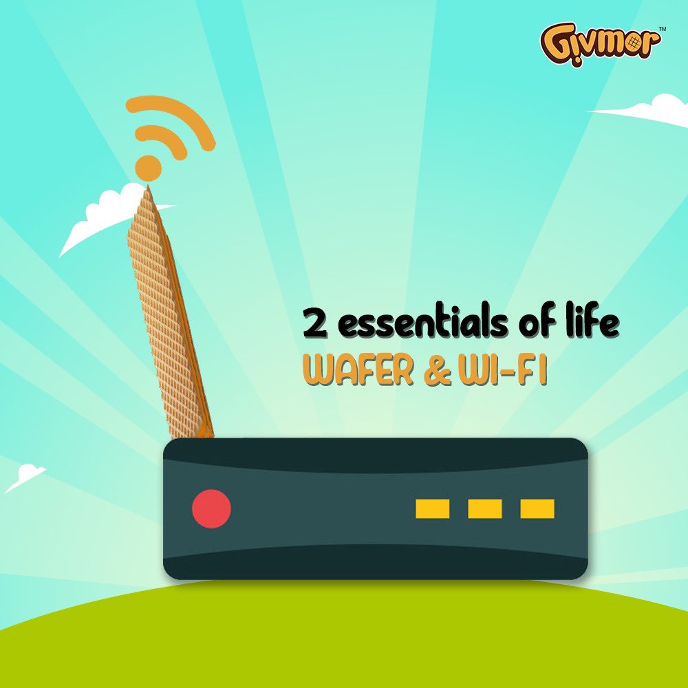 givmor_india's tweet photo. Life ki do nayi jaroorat Wafer and Wifi.
Inke bina life chalni hai mushkil.

#essentialsoflife #wafer #wifi #givmor #jaroorat #newessentialsoflife #crisp #crunchy #fast #speed #tasty #family #friends https://t.co/Ykcohq3Zf6