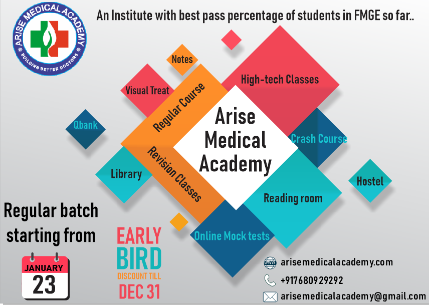 MedicalArise's tweet photo. #prepare_for_FMGE
#Rise_with_Arise
#Target_FMGE_June_2020
Time is the essence of success! Start early to finish early.
Start your preparation for the FMGE exam in June 2020 from 23rd Jan 2020.
Join Arise medical academy regular course
Details available on
#medicine #medicalschool https://t.co/NTpNaZh7nH