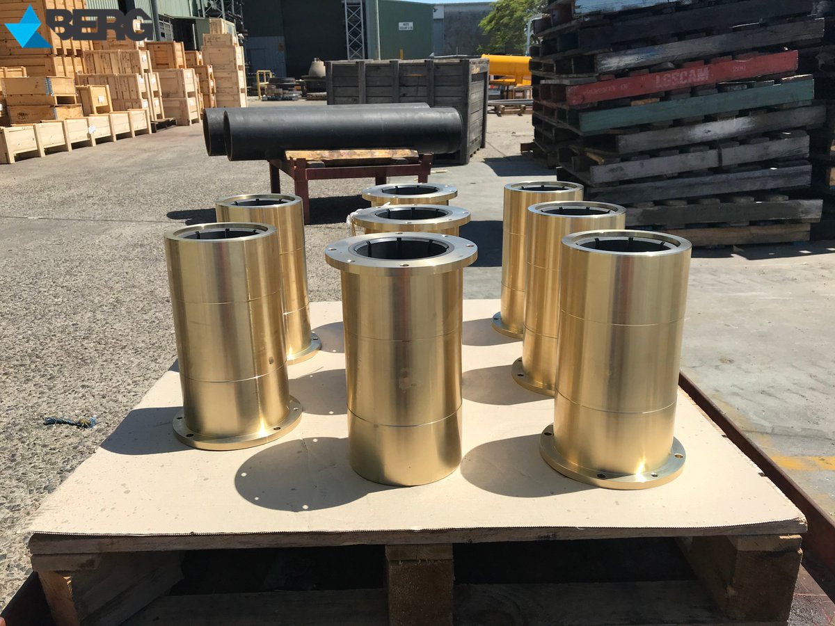 WeAreBerg's tweet photo. The shine coming off these bronze bearing columns is almost blinding! The Berg Engineering Brisbane workshop recently completed these for use on a 26" Swiss Pump.

#itsaBergthing #BergEngineering https://t.co/gGeLUT7lZ6