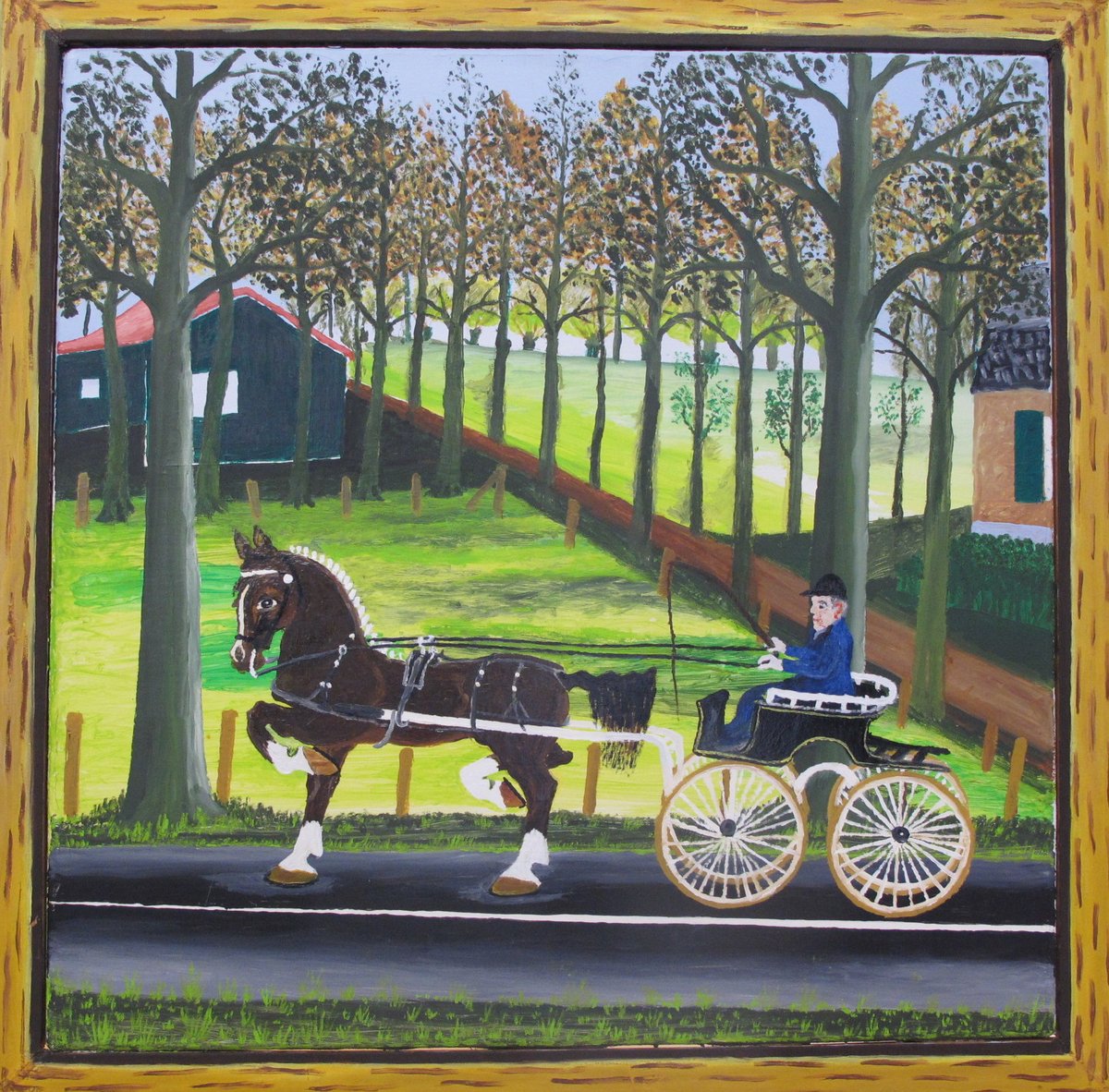 muboboxtel's tweet photo. MUBO VERGULD MET SCHILDERIJ VAN JANUS BRESSERS
Henk IJsseldijk uit Boxtel heeft een schilderij van Janus Bressers uit Liempde overgedragen aan Museum Boxtel. Het schilderij draagt de titel ‘Uit Rijden’, is hedendaagse kunst en behoort tot de stroming van naïeve kunst. https://t.co/laikcO5RVY